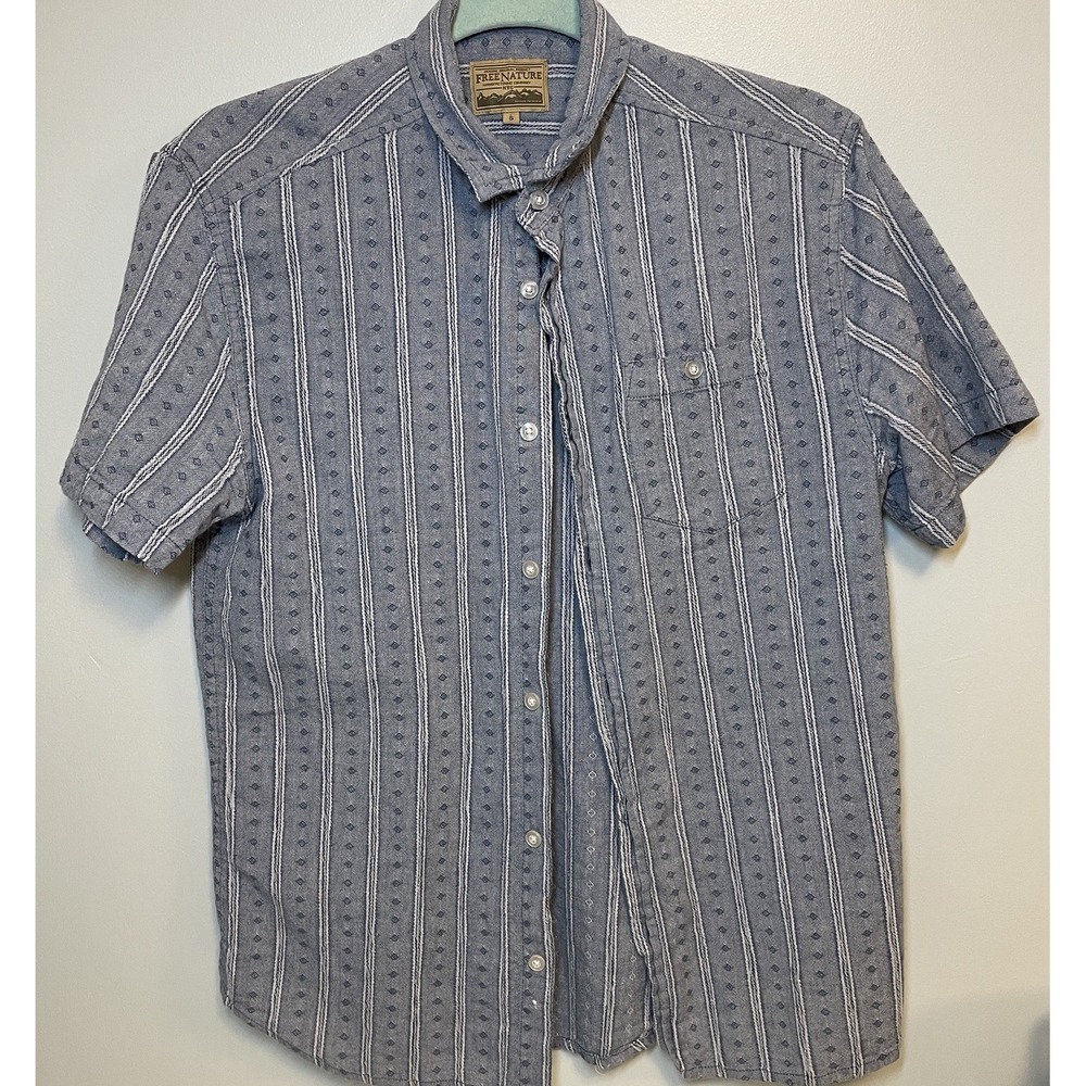 Free Nature Manufacturing Company NYC Short‎ Sleeve Size Small Hawaiian Blue